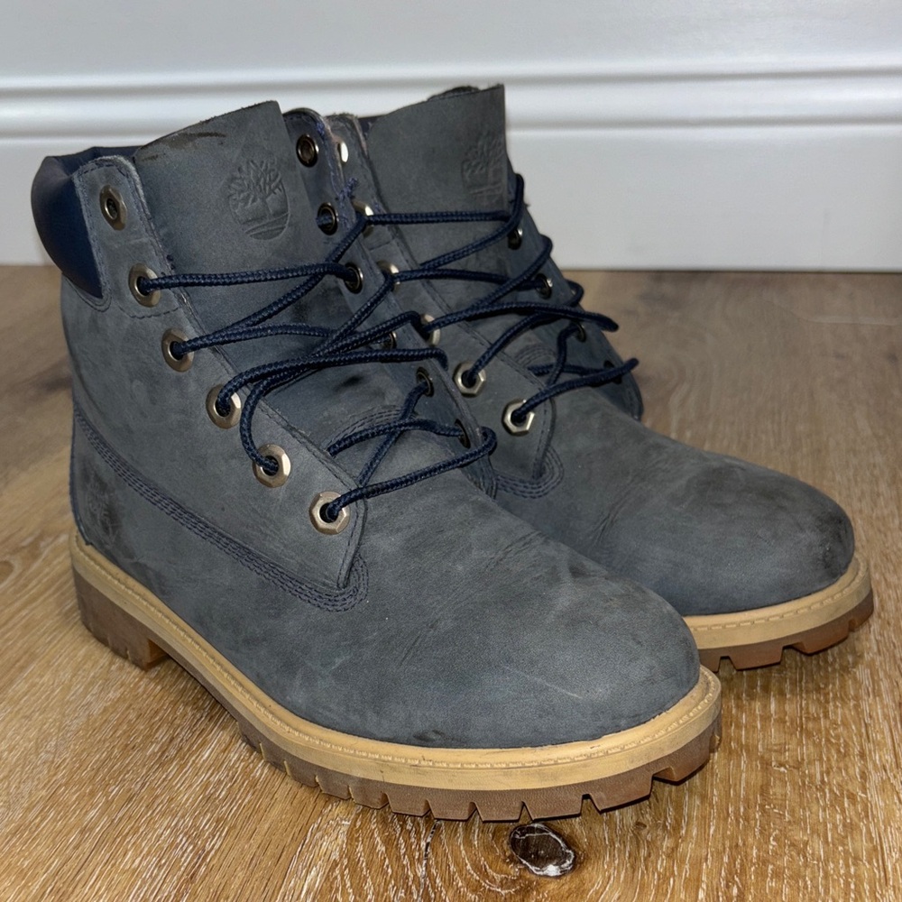 Timberland Navy Laced Grey Nubuck Waterproof Work Boots